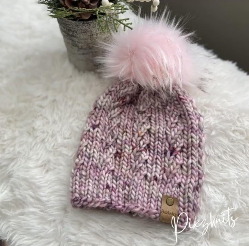 Womens Merino Wool Hat with Pom
