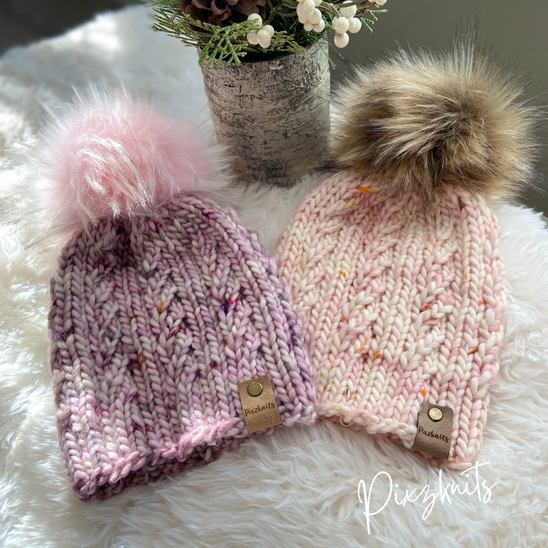 Womens Merino Wool Hat with Pom
