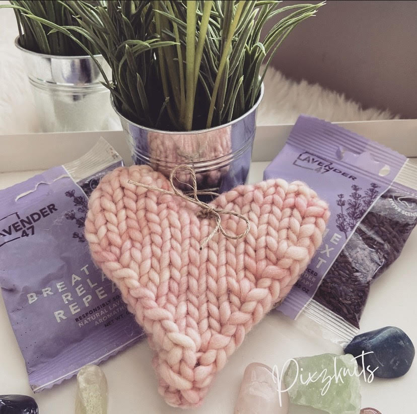 Pink Wool Lavender Heart Sachet
