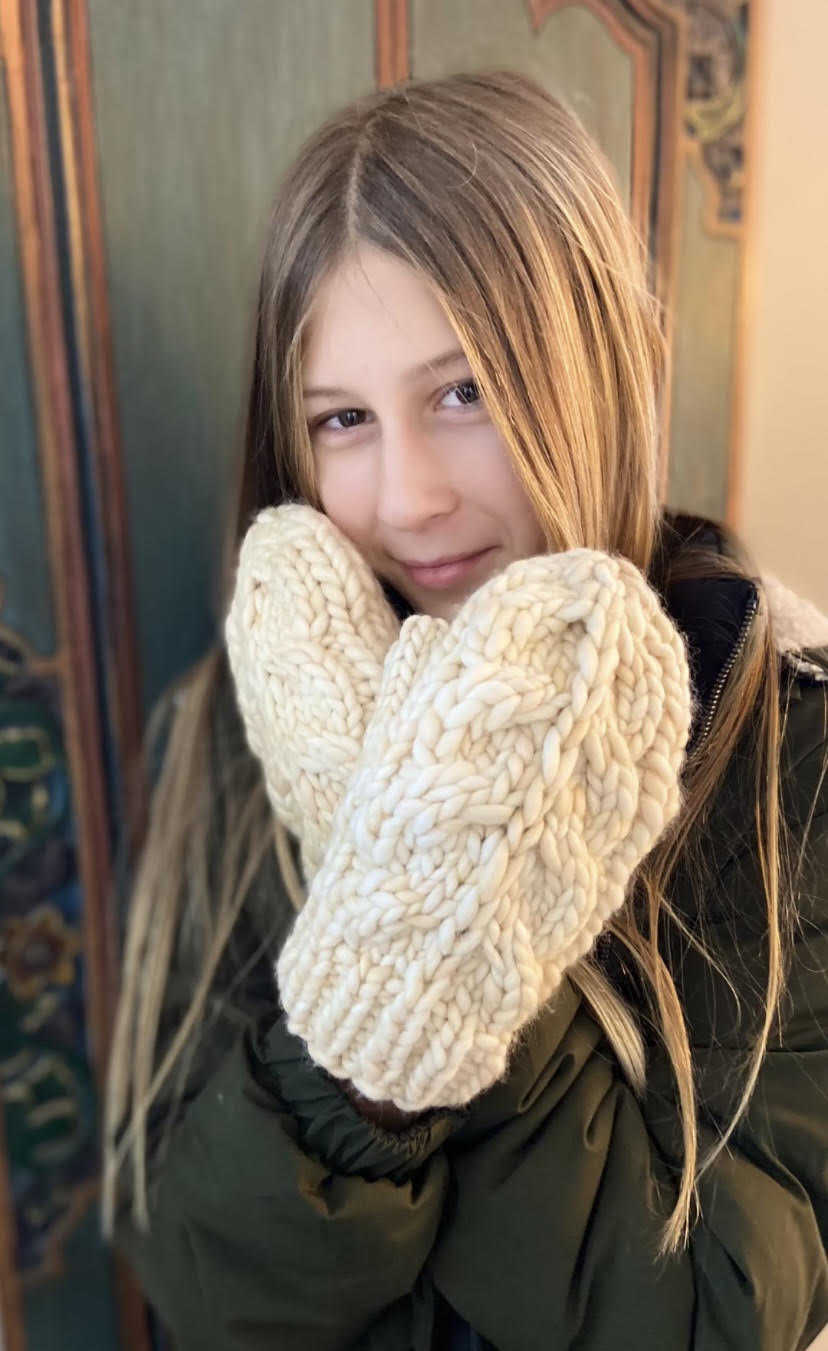 Merino Wool Cabled Mittens