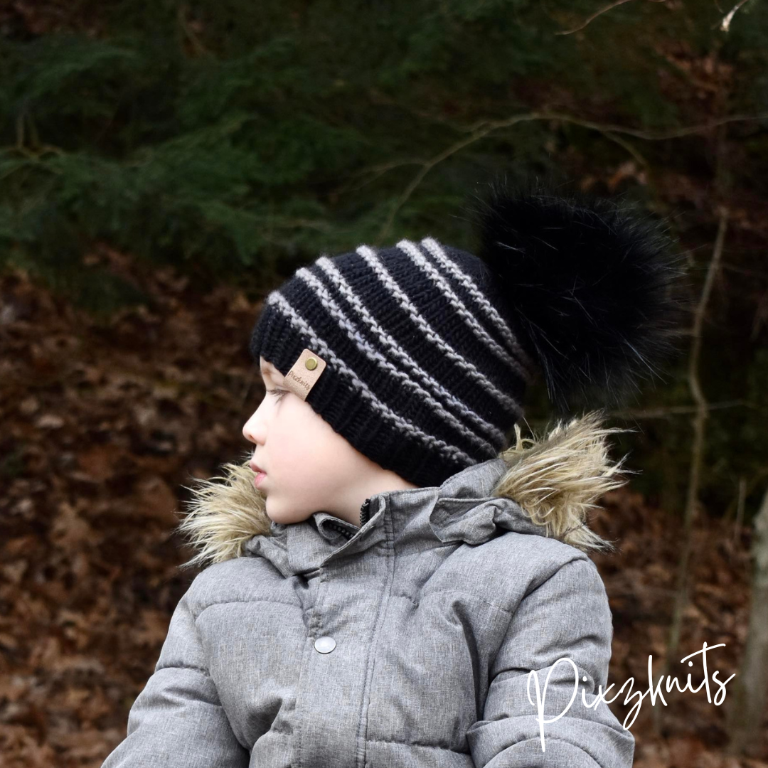 Striped Pixie Beanie