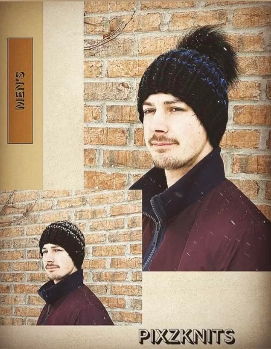 Mens Merino Wool Hat with Pom